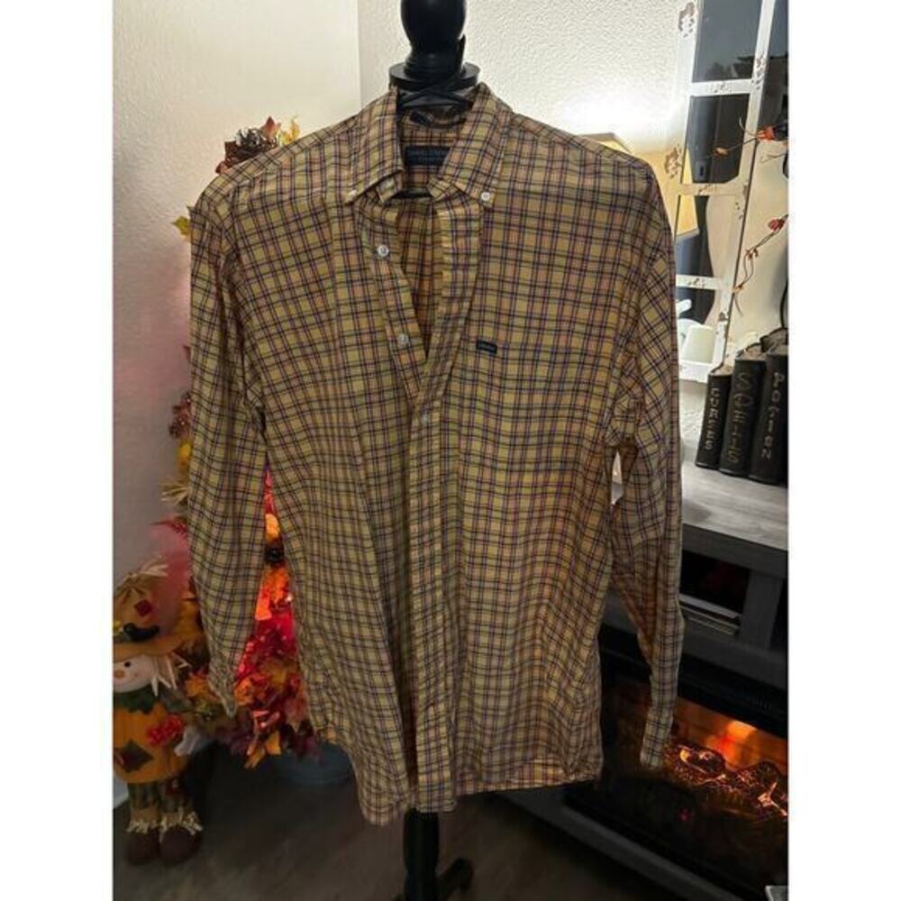 Daniel Cremieux‎ collection men’s long sleeve plaid shirt yellow size medium